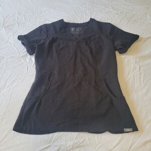 FIGS Cayo Popover Short Sleeve Scrub Top Black Size XXS Medical Nurse Dental.